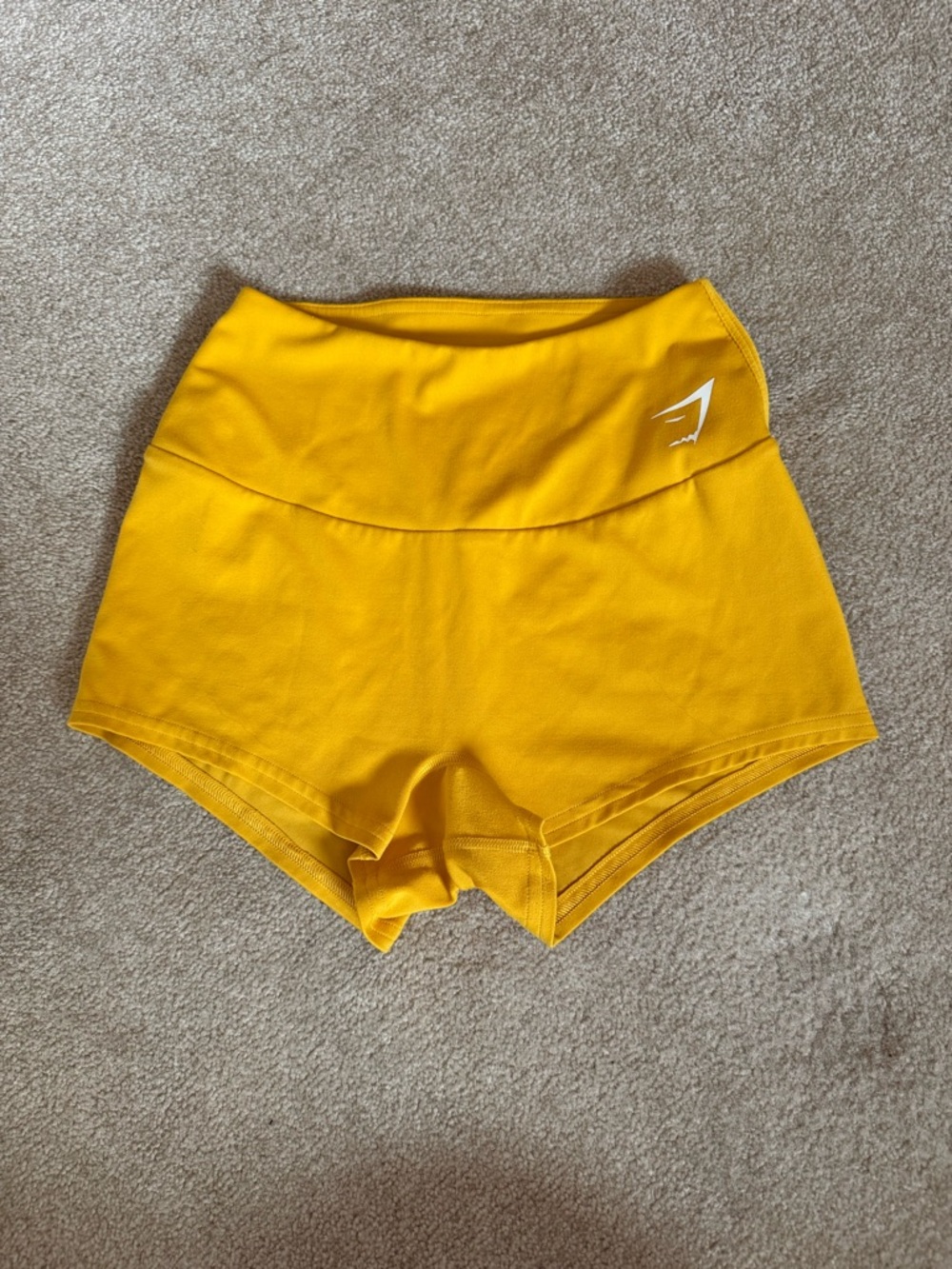 Gymshark High-Waist Mustard Yellow Athletic Shorts